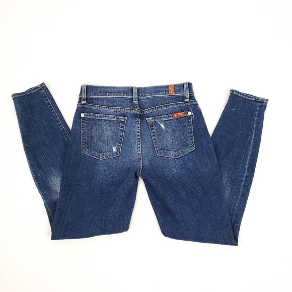 7FAM Ankle Skinny Distressed Jeans Size 24 - Picture 7 of 11
